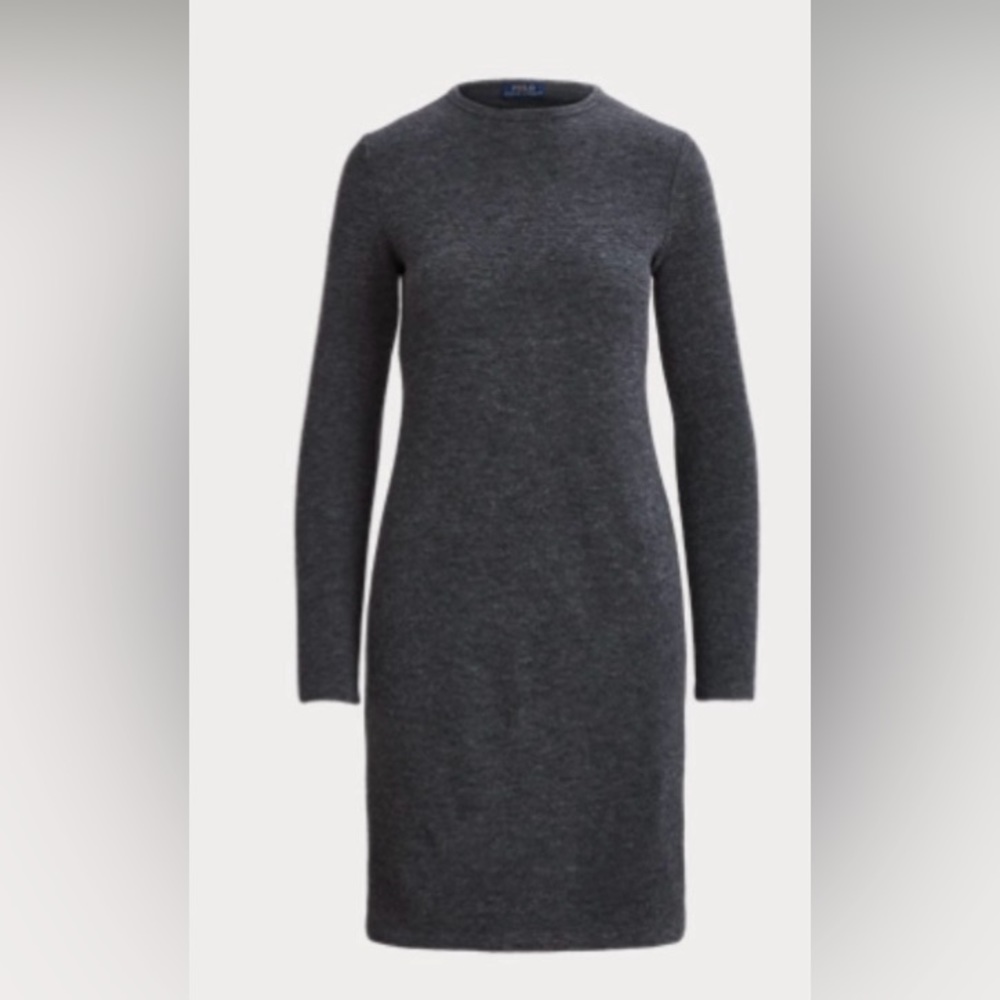 Polo Ralph Lauren Gray Wool Sweater Dress Large Long Sleeve Crew Neck New Fall